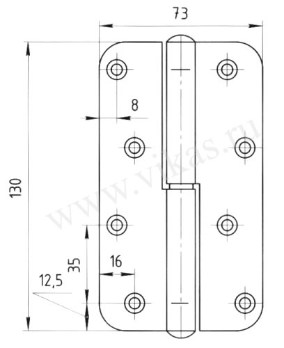 Петля  ПН 1-130  прав. (бронз.)