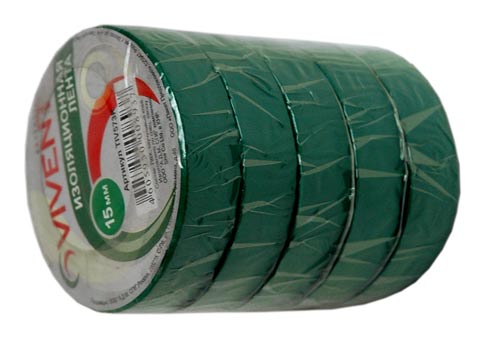 Изоляционная лента ПВХ 15мм х 20м 120 мкм зеленая 