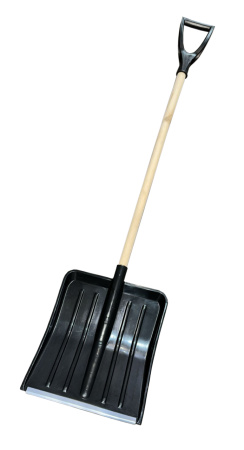 Лопата снег. пласт. 410 х 435 мм с алюмин. наклад. с дер. чер. и Y-ручкой