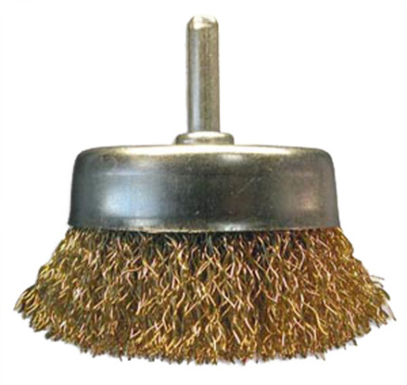 Щетка на дрель крацовка "чашка" крученая со шпилькой 0,3 (75мм) [888]