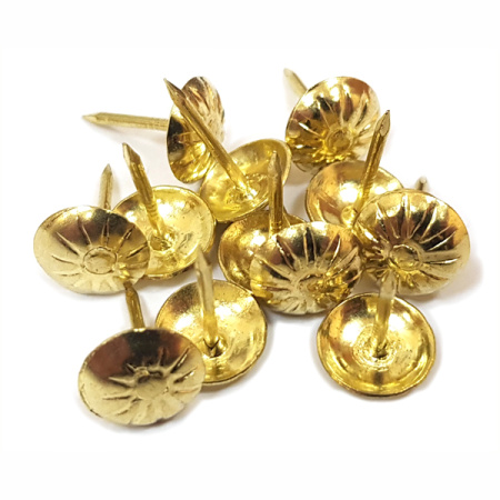 Гвозди декоративные длин.12мм диам.шляпки  10мм  (50 шт.) золото 