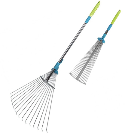 Грабли веерные проволоч. 15зуб. раздвижные  с металл. телескопич. чер. Palisad