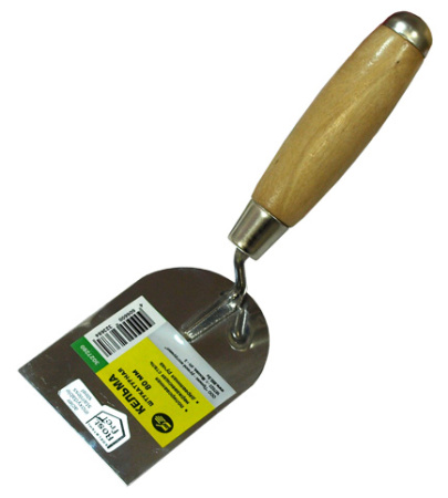 Кельма - шпатель из нерж. полир. стали 80 мм с деревянной ручкой [888]