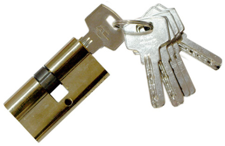 Личинка замка латунир. 6 ключ. 80 мм