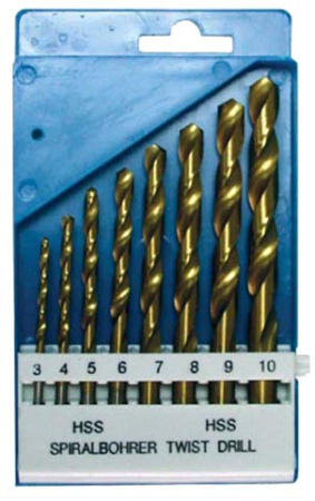 Набор сверел по металлу HSSнитрид титана 3-10 мм (8шт) [888]