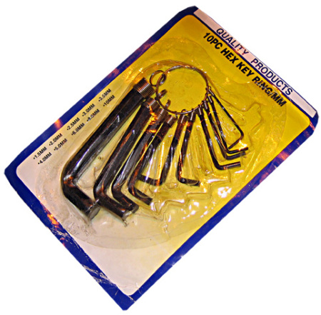 Ключи 6-граннные имбусовые в наборе 10 шт. (1,5-10 мм) [888]