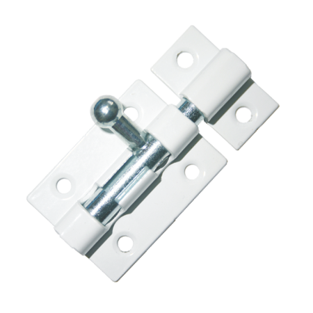 Шпингалет накл. прямоуг. площадка 90мм (ЗТ6)  ( белый.) Кунгур